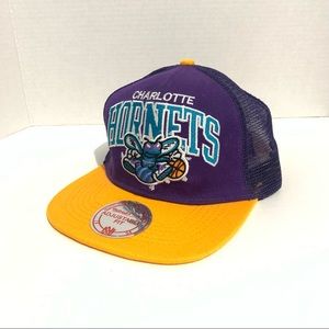 Mitchell & Ness NBA Charlotte Hornets Youth Snapback Hat Cap Purple Yellow